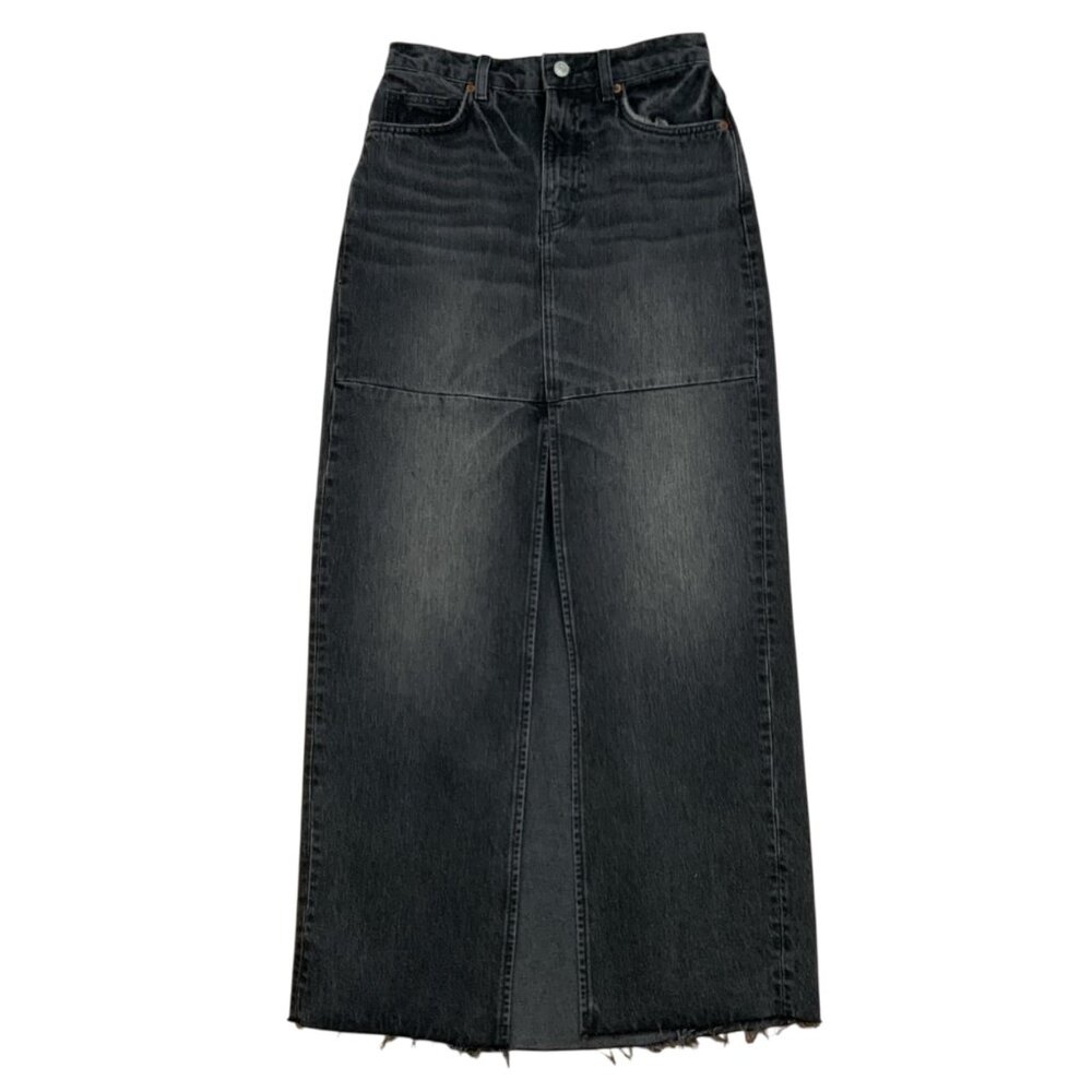 Reformation Tazz Maxi Denim Skirt 25 Liman Charcoal Modest